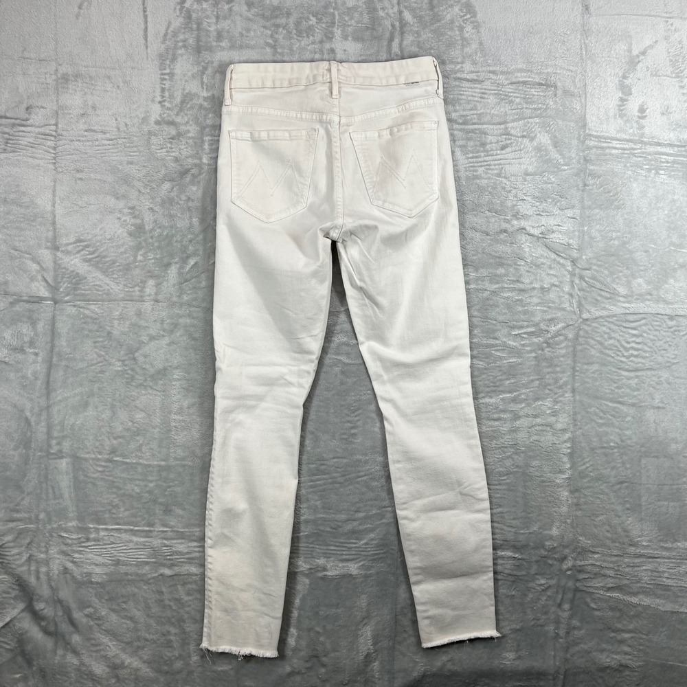 MOTHER High Waisted Looker Ankle Fray Jeans Stayin Alive White Size 26 - Picture 2 of 9